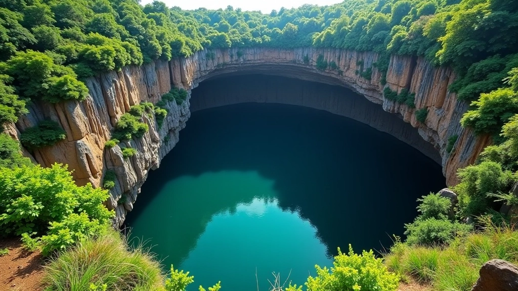 Macocha Abyss sinkhole viewpoint with panoramic landscape